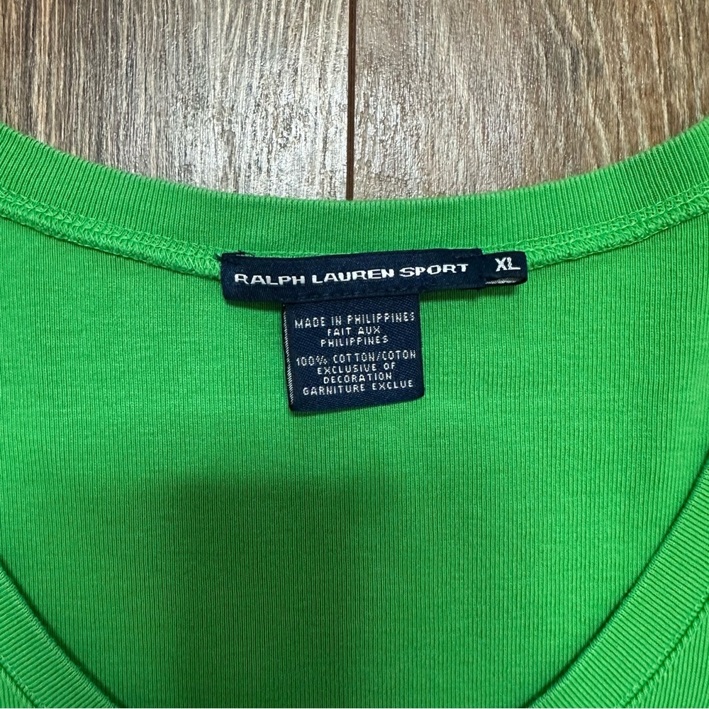 Ralph Lauren Sport V-Neck Solid Tee T-Shirt Top Pony XL Green Preppy Old Money - Picture 7 of 10